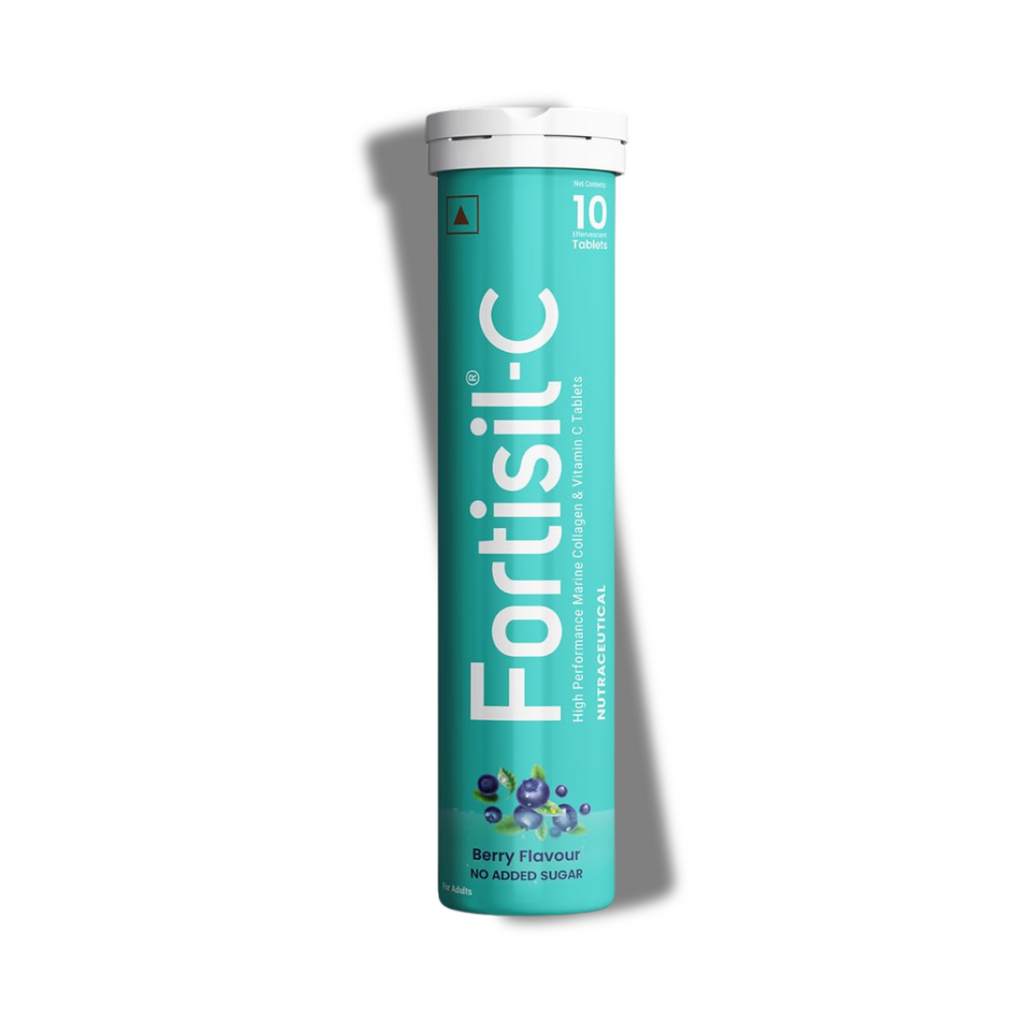 Fortisil C- High Performance Marine Collagen Effervescent Tablets | Vitamin C 65 mg | Skin Firmness & Hydration | 10 Tablets