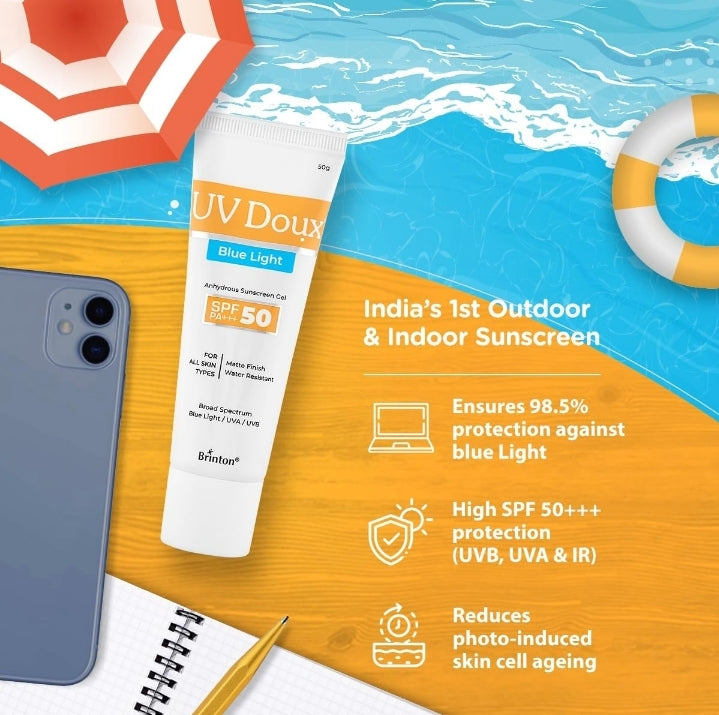 UV Doux Blue Light Anhydrous Sunscreen Gel SPF 50 PA+++ 50g